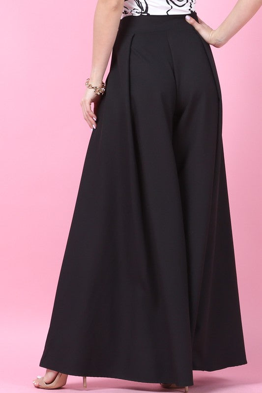 Solid  Wide Black Palazzo Pants