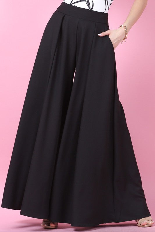 Solid  Wide Palazzo Pants (Black)