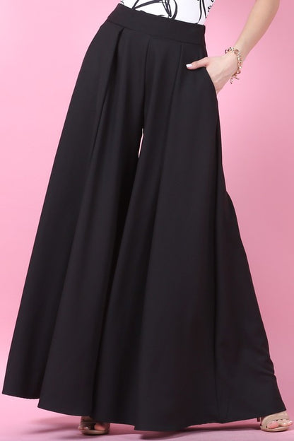 Solid  Wide Palazzo Pants (Black)