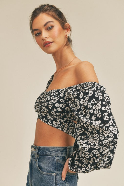 Printed Tie Back Crop Top