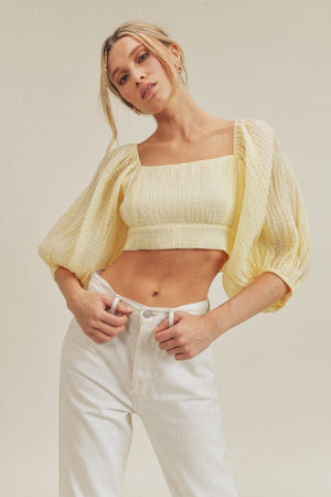 Textured Woven Open Back Blouse