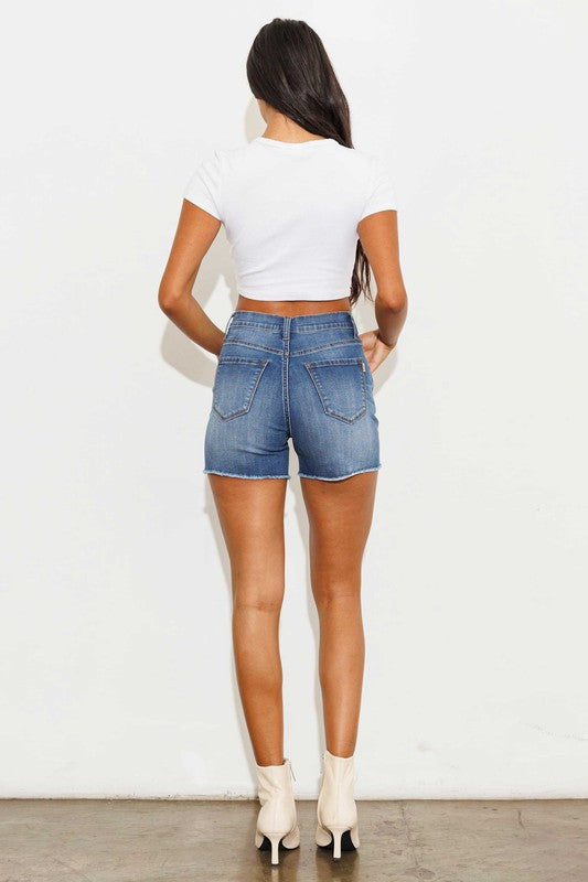 High Waisted Non- Distressed Denim Shorts