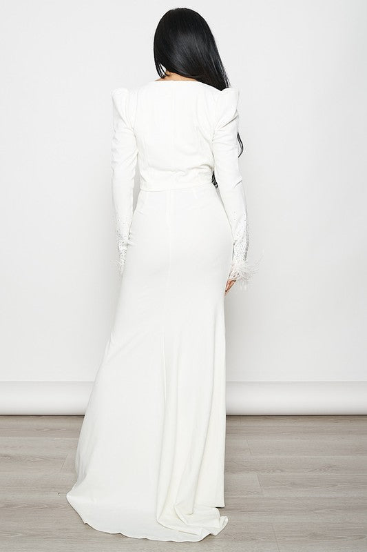Glow Up 2 pcs Blazer & Maxi Dress Set (White)