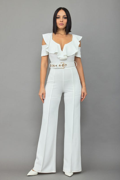 Ruffle Detailed Fashion Jumpsuit (white)