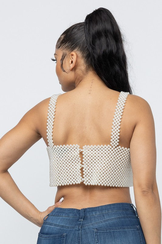 Pearl Pull Over Crop Top ( White)