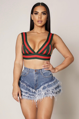 Sexy Crop  Red & Green Top