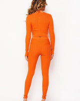 3 Pcs Cable Knit Legging Pant Set (Orange) - Palazzo Couture Online