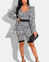 3 PCs My Kind of Girl Romper And Blazer Set - Palazzo Couture Online