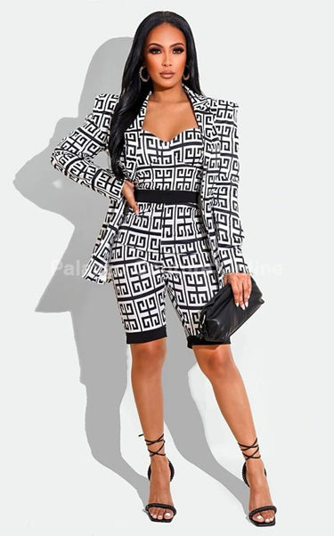 3 PCs My Kind of Girl Romper And Blazer Set - Palazzo Couture Online
