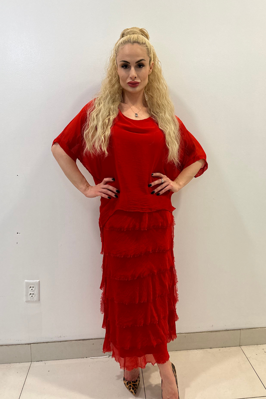 Bellissima Donna Italian Maxi Dress (Red)