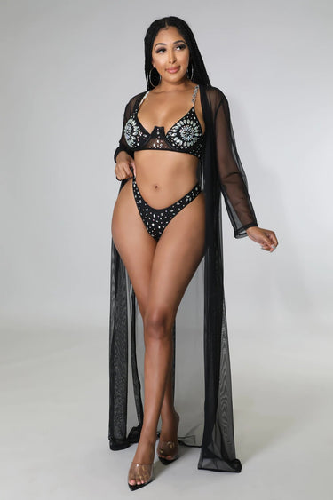 3pc Libra Babe Swim Set (Black) - Palazzo Couture Online