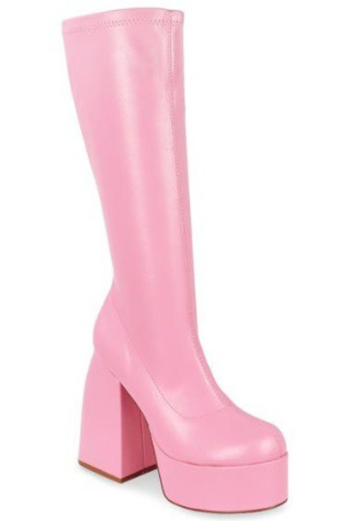 Platform Chunky High Heel Boots (Pink)