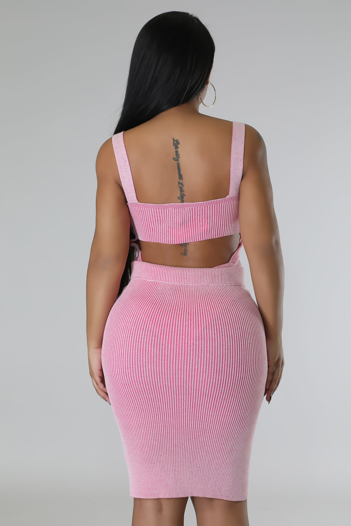 Kathy Gal Bodysuit Skirt Set Pink