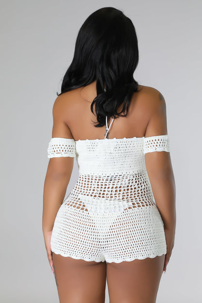 Drinks By The Beach Romper Ivory