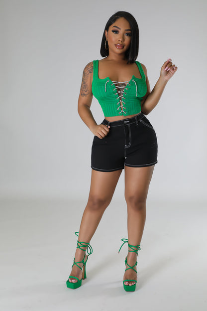 Lace Up Chic Top (Green)