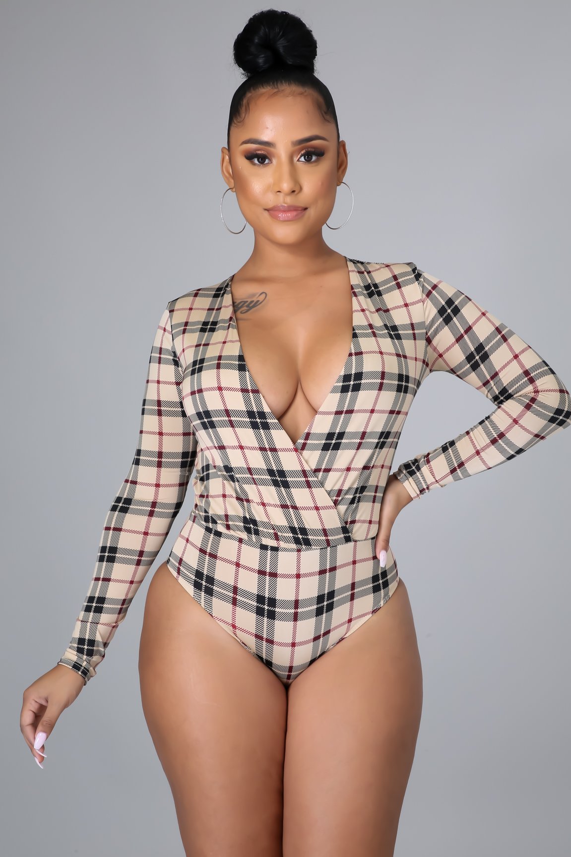 Plaid body suit