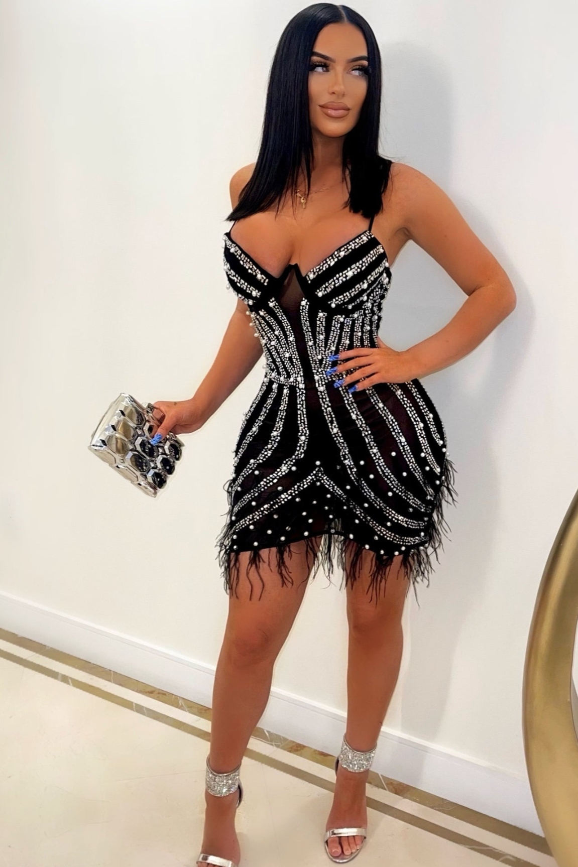 Hollywood Glamour Mini Dress (Black)