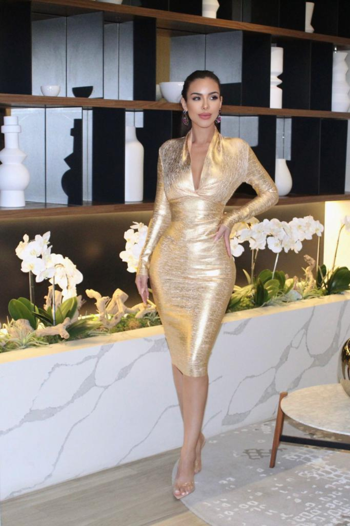 Royal Princess Midi Dress Gold
