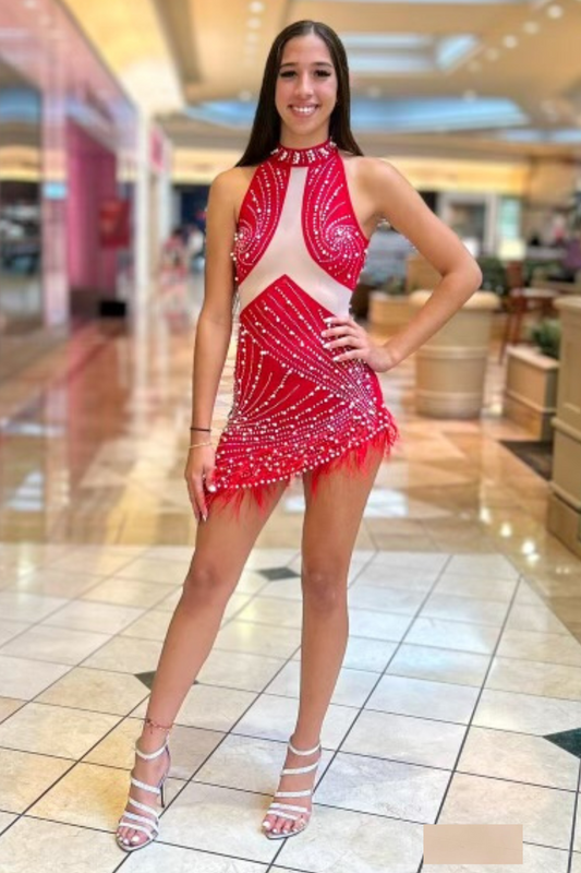 Vegas Glamour Mini Dress Red