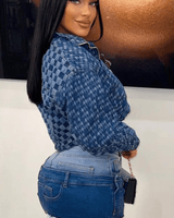 Abby Denim Mini Skirt (Two - tone) - Palazzo Couture Online