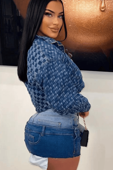 Abby Denim Mini Skirt (Two - tone) - Palazzo Couture Online