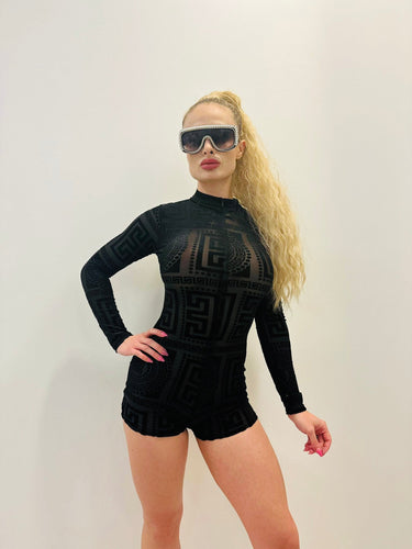 About Last Night Velvet Black Romper - Palazzo Couture Online