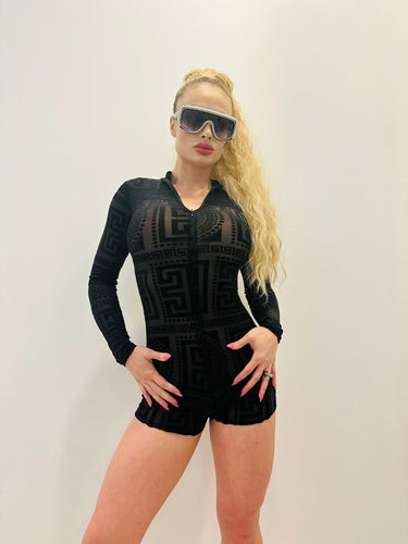 About Last Night Velvet Black Romper - Palazzo Couture Online