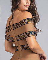 Bandage Off The Shoulder Jumpsuit (Mocha) - Palazzo Couture Online