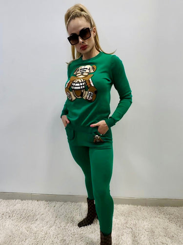Bearlicious Pant Set (Green) - Palazzo Couture Online