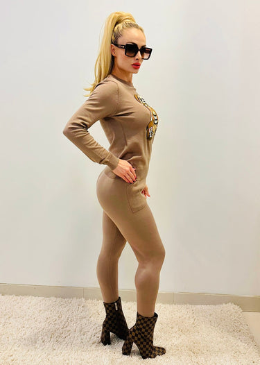 Bearlicious Pant Set (Mocha) - Palazzo Couture Online