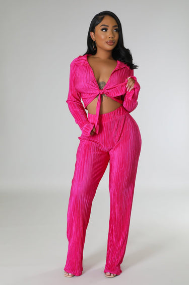 Brunch Babe Pant Set (Fuchsia) - Palazzo Couture Online
