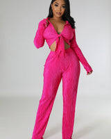 Brunch Babe Pant Set (Fuchsia) - Palazzo Couture Online