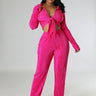 Brunch Babe Pant Set (Fuchsia) - Palazzo Couture Online