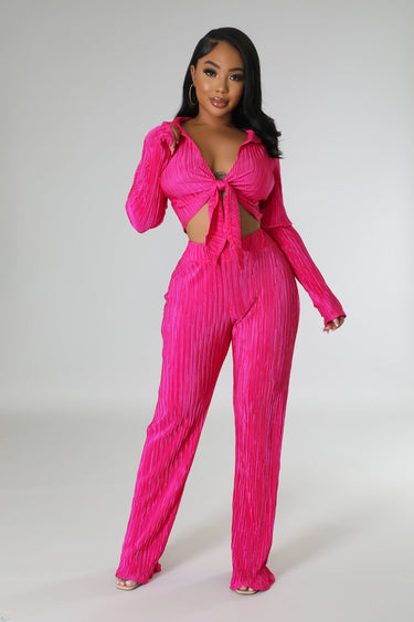 Brunch Babe Pant Set (Fuchsia) - Palazzo Couture Online