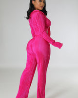 Brunch Babe Pant Set (Fuchsia) - Palazzo Couture Online