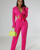 Brunch Babe Pant Set (Fuchsia) - Palazzo Couture Online