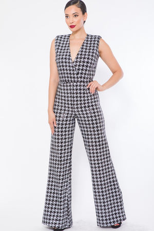Checker Sequins Print Fashion Jumpsuit