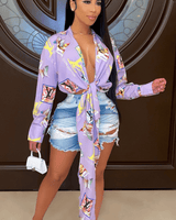 Chevron Distressed Mix Denim Shorts - Palazzo Couture Online