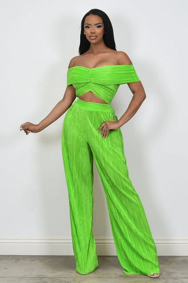 Colorful Life Pant Set (Lime Green) - Palazzo Couture Online