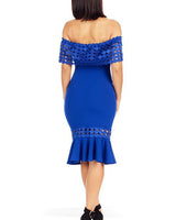 Crochet Band Blue Midi Dress - Palazzo Couture Online