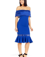 Crochet Band Blue Midi Dress - Palazzo Couture Online