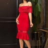 Crochet Band Midi Dress (Red) - Palazzo Couture Online