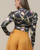 Custom gift chain mix graphic Top - Palazzo Couture Online