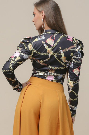 Custom gift chain mix graphic Top - Palazzo Couture Online