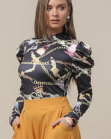 Custom gift chain mix graphic Top - Palazzo Couture Online