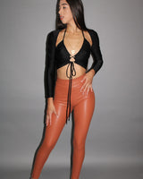 Cut Out Back Halter Ruched Crop Top (Black) - Palazzo Couture Online