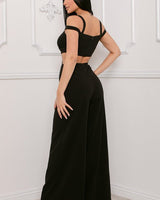 Cutout Detailed Black Jumpsuit - Palazzo Couture Online