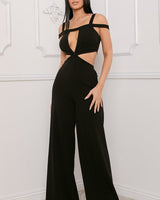 Cutout Detailed Black Jumpsuit - Palazzo Couture Online