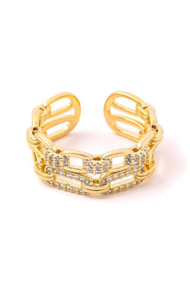 CZ Double Chain Link Ring - Palazzo Couture Online