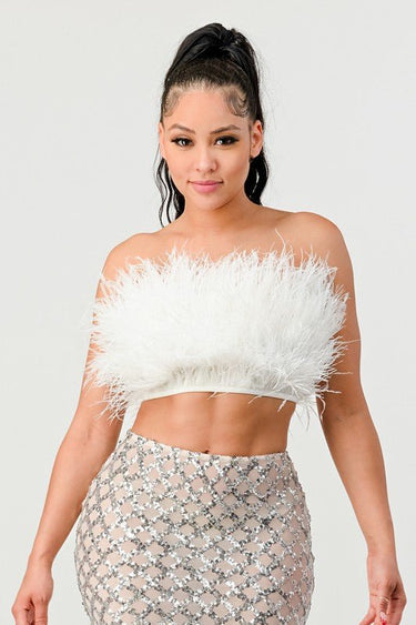 Don't Mess With My Fur Crop Tube Top - Palazzo Couture Online